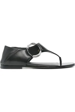 Saint Laurent Sandalen - Ring Leather Flat Sandals - Gr. 37,5 (EU) - in - für Damen