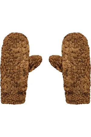 Bottega Veneta Handschuhe - Teddy Shearling And Leather Logo Gloves - Gr. 8 - in - für Damen