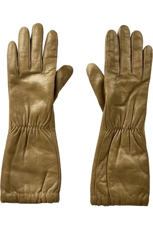 Bottega Veneta Handschuhe - Embossed Logo Leather Gloves - Gr. 7 - in - für Damen