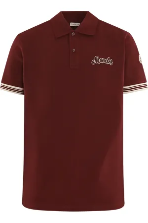 Moncler Heren Varsity Logo Polo Rood - Größe L