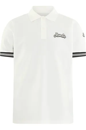 Moncler Heren Varsity Logo Polo Wit - Größe L