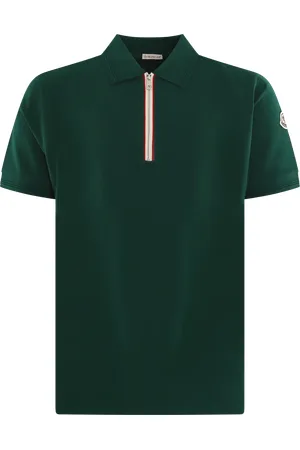 Moncler Heren Tricolour Trim Polo Groen - Größe L