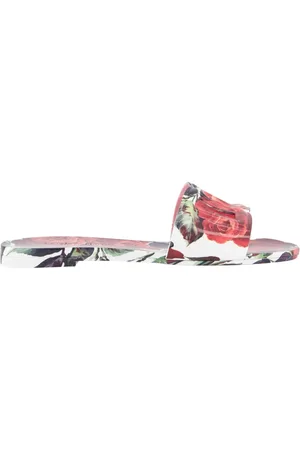 Dolce & Gabbana Slipper & Pantoletten - Dames Florallogo Rubber Slipper Roze - Gr. 37 (EU) - in Gold - für Damen