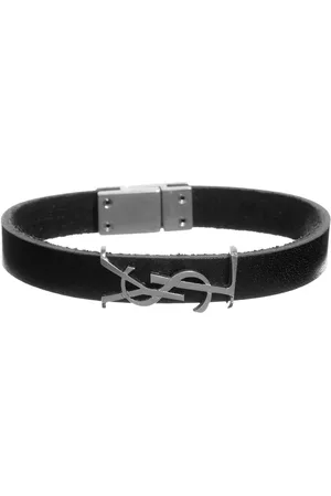 Saint Laurent Armband - Cassandre Leather Bracelet - Gr. M - in Schwarz - für Damen