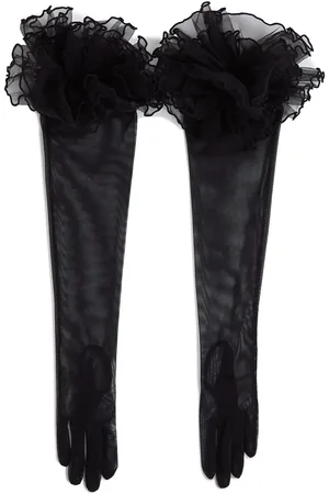 Karl Lagerfeld Handschuhe - SIGNATURE LONG RUFFLED - Gr. L - in - für Damen