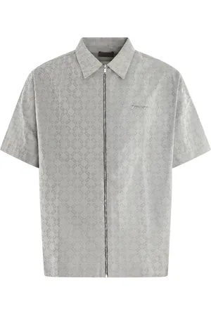 Givenchy Heren Zipped Monogram Shirt Grijs - Größe 40