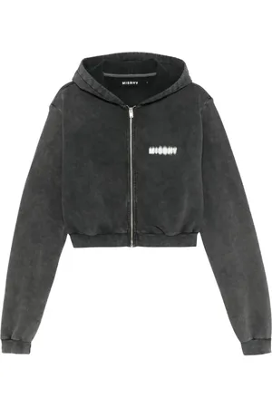 MISBHV Community Cropped Zipped Hoodie Washed Black - Größe L