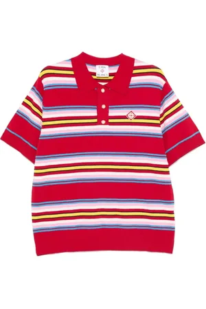 Casablanca Dark Red Striped Polo Shirt - Größe L