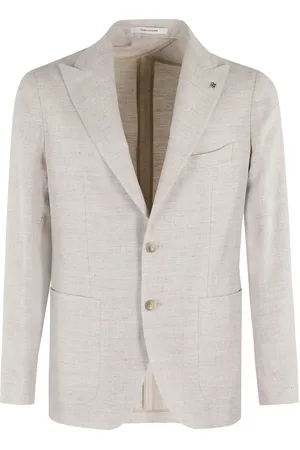 TAGLIATORE Single Breasted Herringbone Wool Linen Lance Jacke - Größe 54