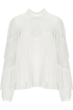 Twin-Set White Pleated Blouse - Größe 40