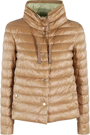 HERNO Quilted Camel And Green Puffer Jacket - Größe 46