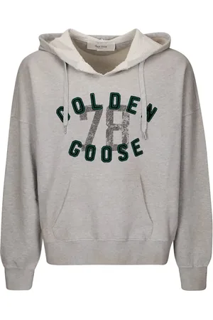 Golden Goose Heather Grey Logo-Print Hoodie - Größe L