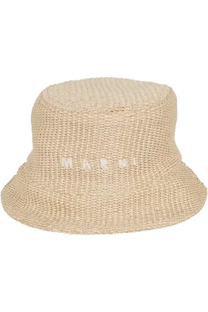 Marni Caps & Mützen - Textured Raffia Bucket Hat With Embroidered Logo - Gr. S - in - für Damen