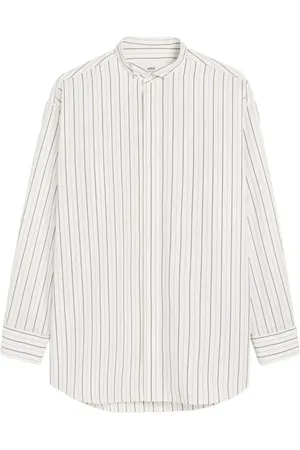 Ami White Striped Shirt With Wingtip Collar - Größe 32