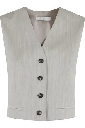 TELA Cement-Textured Sleeveless Gilet With Adjustable B - Größe 40