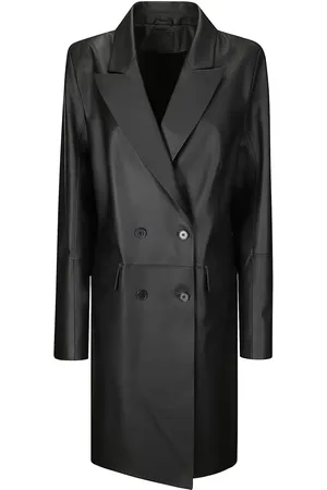 DESA 1972 Leather Double-Breasted Over Coat - Größe 36
