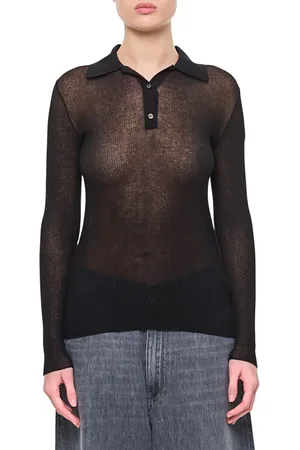 Moncler Transparent Long-Sleeve Polo Shirt - Größe S