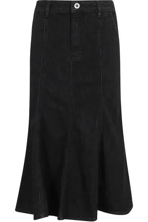 Self-Portrait Black Flared Denim Midi Skirt - Größe 6