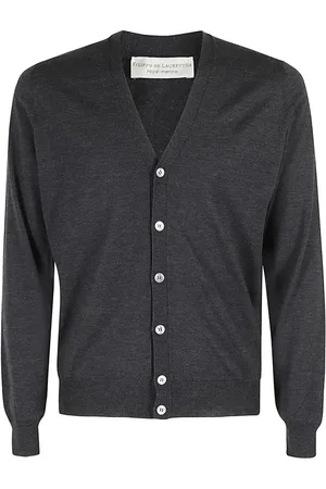 FILIPPO DE LAURENTIIS Classic V-Neck Merino Wool Cardigan - Größe 50