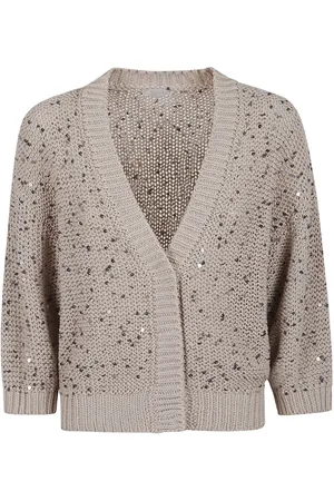 PESERICO SIGN Cotton Cardigan With Sequined Detailing And V-Neck - Größe 46