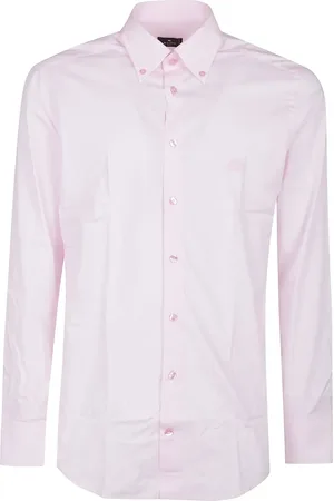Etro Fuji Long Sleeve Botton Down Logo Shirt Pink & Pur - Größe 39