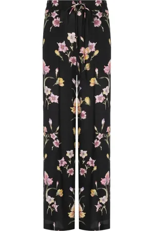 Twin-Set Black Floral Wide Leg Trousers - Größe 38