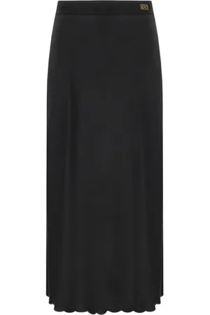 Elisabetta Franchi Black Satin Midi Skirt - Größe 38