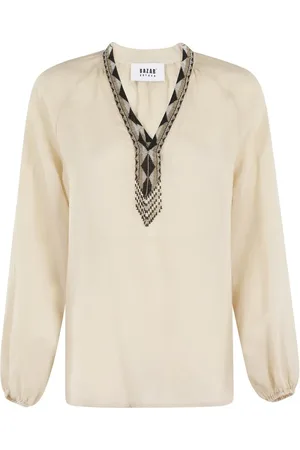 Bazar Deluxe V-Neck Blouse With Beaded Detailing And Oversized - Größe 40
