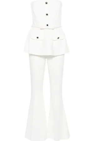 Self-Portrait Fitted White Trousers With Flared Hem - Größe 6