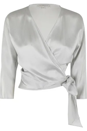 ANTONELLI Satin-Finish Blouse With V-Neck And Wrap Tie - Größe 40