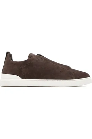Ermenegildo Zegna Low-Top Sneaker - Coffee Brown Leather Sneakers With Elasticated Str - Gr. 11 - in - für Damen