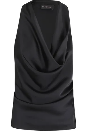 Andamane Liquid Satin Racerback Top With Draped Neckline - Größe 40