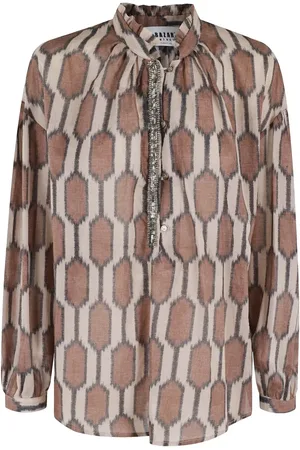 Bazar Deluxe Animal Print Oversized Blouse With Korean Collar - Größe 40