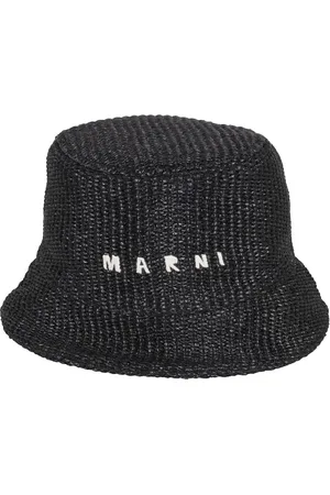 Marni Caps & Mützen - Textured Black Raffia Bucket Hat - Gr. M - in - für Damen