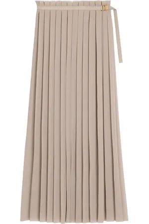 Ami High-Waisted Pleated Skirt With Frayed Edge - Größe 36