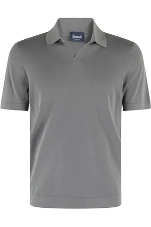 DRUMOHR Polo Skipper In Frosted Grey Cotton Knit - Größe 46