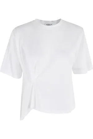 Dondup Boxy White T-Shirt With Unique Draping Detail - Größe S
