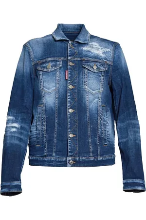 Dsquared2 Ripped Cast Dan Jacket In Blue Denim With Wear - Größe 50