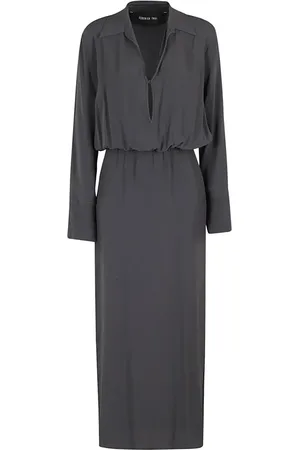 FEDERICA TOSI Long Dark Gray Shirt Dress - Größe 42