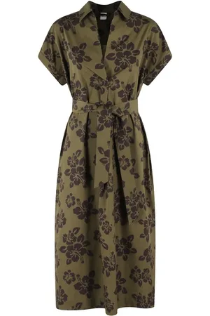 Aspesi Midi Dress With Floral Print And V-Neckline - Größe 42