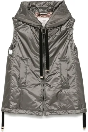 Max Mara Sleeveless Green Jacket With Hood And Zip Closure - Größe 42