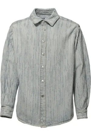 Msgm Light Blue Denim Shirt With Embossed Pattern - Größe 37