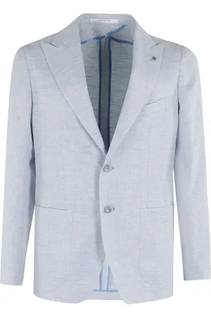 TAGLIATORE Single Breasted Herringbone Wool Linen Lance Jacke - Größe 50