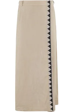 Bazar Deluxe Fringed Hem Linen Hybrid Pants - Größe 40