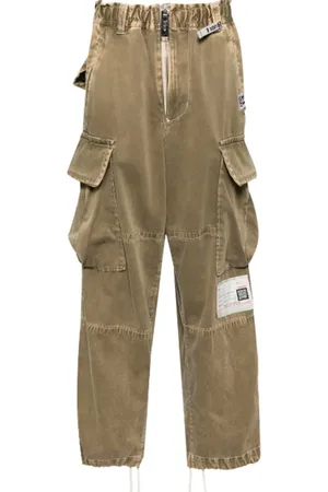 Maison Mihara Yasuhiro Loose Satin Big Stitch Cargo Trousers Khaki - Größe 38