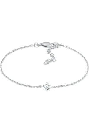 Elli Armbänder - Armband Solitär Viereck Diamant (0.1 ct.) 925 Silb - Gr. 16 CM - in Silber - für Damen