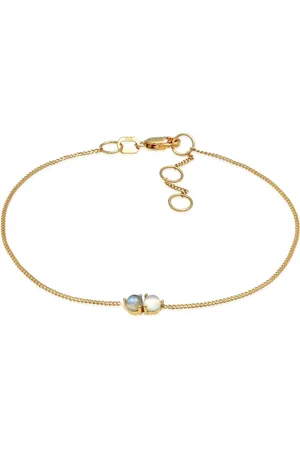 Elli Armbänder - Armband Mondstein Labradorit Rund Basic 375 Gelbgo - Gr. 16 CM - in - für Damen