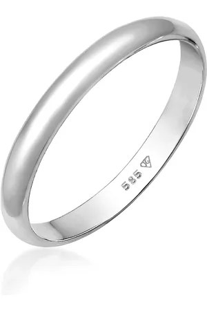 Elli Ringe - Ring Basic Bandring Hochzeit Trauring 585 Weißgold - Gr. 52 MM - in Weiß - für Damen