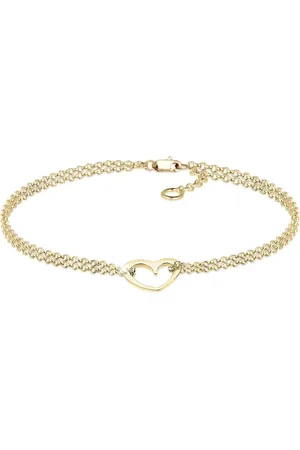 Elli Armbänder - Armband Herz Zweireihig Valentin 375 Gelbgold - Gr. 18 CM - in - für Damen