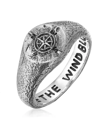 Haze & Glory Ringe - Ring Sigelring - Like the wind blows 925 Sterling - Gr. 60 MM - in Schwarz - für Damen